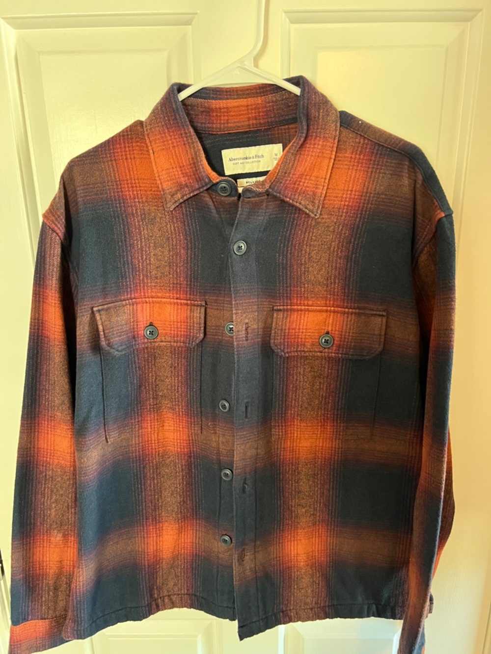 Abercrombie & Fitch Orange and Navy Plaid Shacket